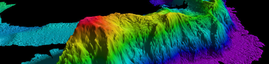 A map of a seamount in the Arctic Ocean created by NOAA's Office of Coast Survey by gathering data with a multibeam echo sounder.